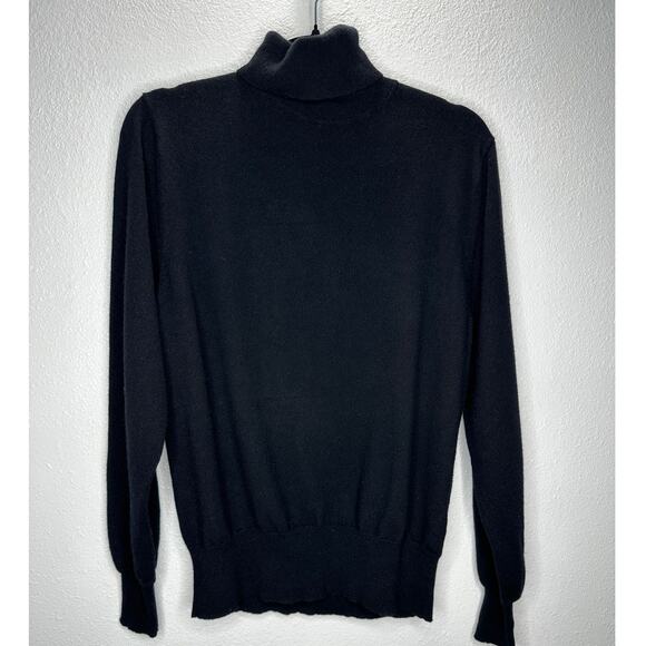 Theory Black Cashmere Long Sleeve Turtleneck Rib Hem Sweater M - Picture 2 of 13